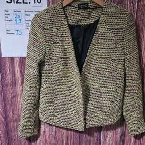 Topshop Women's Green and Purple Tweed Blazer